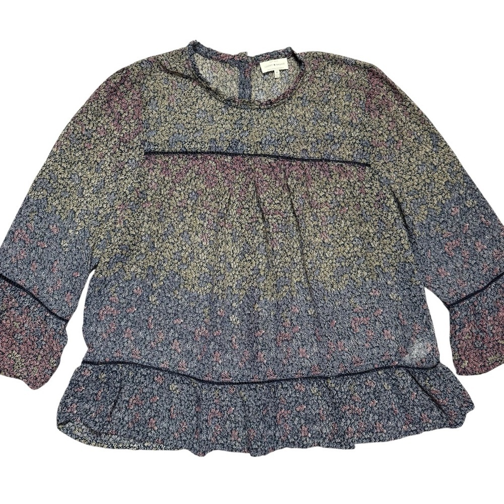 Lucky Brand Peasant Chiffon Long Sleeve Floral Blouse Size XL - Picture 10 of 10